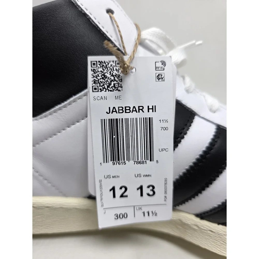 adidas Originals Jabbar Hi Cloud White Core Black Leather JI3445 Men Size 12 New